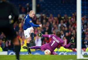 Framed Print : Naismith's Shot: Everton vs. Lille in Europa League Action Framed Print : Naismith's Shot: Everton vs. Lille in Europa League Action