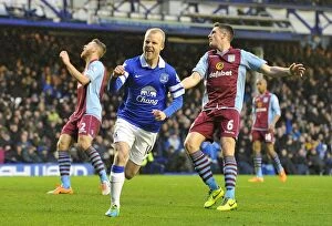 Images Dated 1st February 2014: Naismith's Strike: Everton's Triumph Over Aston Villa in Premier League (01-02-2014)