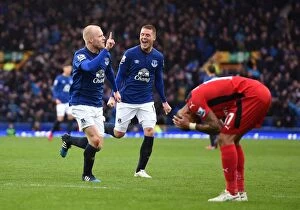 Everton v Leicester City - Goodison Park Collection: Naismith's Stunner: Everton's First Goal Euphoria vs Leicester City