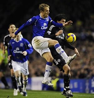 Images Dated 22nd December 2008: Neville vs Ballack: A Premier League Battle at Goodison Park - Everton vs Chelsea, December 2008