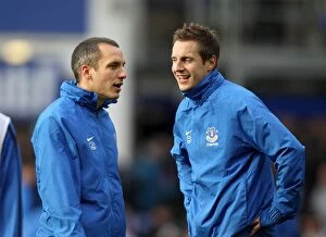 Everton 1 v Chelsea 2 : Goodison Park : 30-12-2012 Collection: Osman and Jagielka's Pre-Match Routine: Everton vs Chelsea at Goodison Park (1-2)