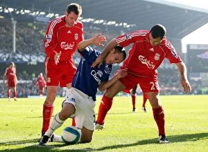 Images Dated 20th October 2007: Osman vs Carragher and Mascherano: The Intense Rivalry of Everton vs Liverpool's Derby Match
