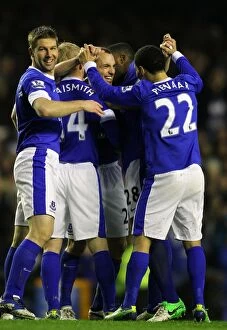Images Dated 26th December 2012: Osman's Stunner: Everton's Game-Winning Goal vs. Wigan Athletic (2-1, Barclays Premier League)