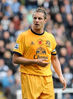 Phil Jagielka Faces Newcastle United at St. James Park during Everton's Barclays Premier League Match (05 November 2011)