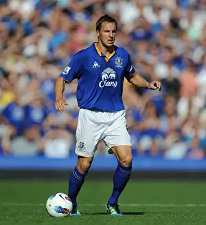 01 October 2011 Everton V Liverpool Prints: Phil Jagielka at Goodison Park: Everton vs Liverpool - Barclays Premier League Clash (1 October 2011)