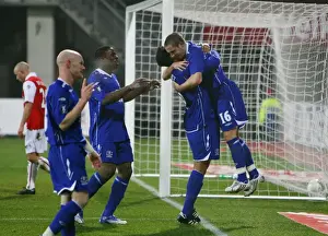 Phil Jagielka and Joleon Lescott: Everton's Unstoppable Duo Celebrate Second Goal Against AZ Alkmaar in UEFA Cup, 2007