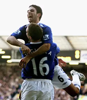 Phil Jagielka and Mikel Arteta: Celebrating Their First Goal Together for Everton Against Reading (09/02/08)