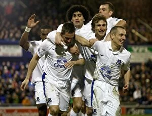 Images Dated 16th February 2013: Phil Jagielka Scores Everton's Second Goal in FA Cup Clash Against Oldham Athletic (16-02-2013)