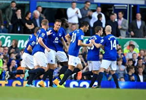 Everton V Aston Villa - Goodison Park Prints: Phil Jagielka Scores the Opener