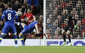 Images Dated 4th April 2017: Phil Jagielka Scores Opening Goal: Everton's Upset at Old Trafford - Premier League vs Manchester