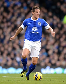 Fulham 2 V Everton 2 : Craven Cottage : 03-11-2012 Prints: Phil Jagielka's Defensive Stand: Fulham vs