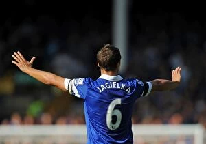 Images Dated 24th August 2013: Phil Jagielka's Leadership: A Scoreless Everton vs. West Bromwich Albion at Goodison Park