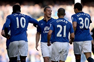 Celebration Football Half Length Mid Prints: Phil Jagielka's Thrilling Goal