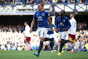 Everton V Aston Villa - Goodison Park Prints: Phil Jagielka's Thunderbolt: Everton's Historic First Goal vs