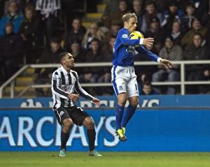 Newcastle United 1 v Everton 2 : St. James' Park : 02-01-2013 Collection: Phil Neville Fends Off Sylvain Marveaux: Everton's Narrow Victory at Newcastle United