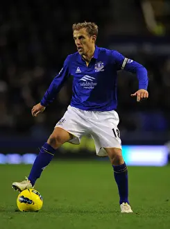 Phil Neville at Goodison Park: Everton vs Norwich City, Barclays Premier League (17 December 2011)