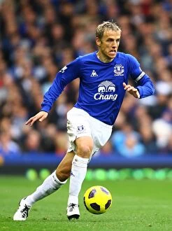 Images Dated 30th October 2010: Phil Neville at Goodison Park: Everton vs Stoke City - Barclays Premier League Soccer Match