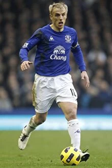 Images Dated 24th January 2011: Phil Neville at Goodison Park: Everton vs West Ham United - Barclays Premier League