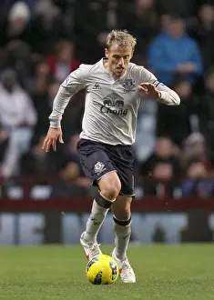 14 January 2012, Aston Villa V Everton Prints: Phil Neville vs. Aston Villa: Everton's Battle in the Barclays Premier League (14 January 2012)