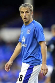 Images Dated 29th August 2012: Phil Neville's Focus: Everton's 5-0 Capital One Cup Victory at Goodison Park (August 29, 2012)