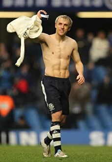 Images Dated 19th February 2011: Phil Neville's Triumph: Everton's FA Cup Shock Victory over Chelsea at Stamford Bridge