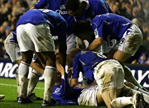 Everton V Newcastle United Prints: Phil Neville's Triumph: Everton's Third Goal Against Newcastle United
