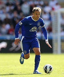 Swansea City 0 V Everton 3 : Liberty Stadium : 22-09-2012 Prints: Phil Neville's Triumphant Moment: Everton's 3-0 Victory over Swansea City (September 22)