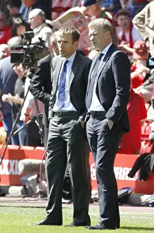 Liverpool 0 V Everton 0 : Anfield : 05-05-2013 Prints: Pre-Match Huddle: David Moyes and Phil Neville at Anfield, 2013 (0-0)