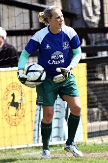 Images Dated 6th May 2012: Rachel Brown Guarding the Goal: Everton Ladies vs. Lincoln Ladies at Arriva Stadium