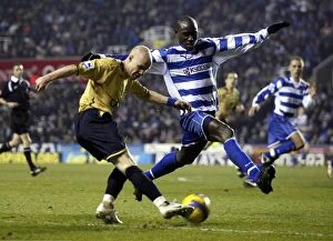 Reading v Everton Collection: Reading v Everton Andrew Johnson of Everton in action with Ibrahima Sonko of Reading