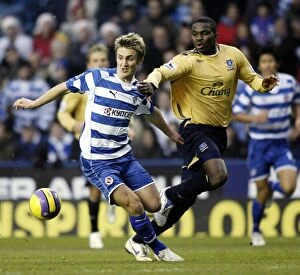 Reading v Everton Collection: Reading v Everton Kevin Doyle of Reading in action with Evertons Jospeh Yobo