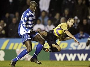Reading v Everton Collection: Reading v Everton Leon Osman of Everton in action with Ibrahima Sonko of Reading