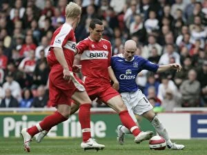 The Riverside Stadium - Andrew Johnson of Everton in action against Emanuel Pogatetz of Middlesbrough