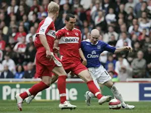 The Riverside Stadium - Andrew Johnson of Everton in action against Emanuel Pogatetz of Middlesbrough