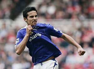 Middlesbrough v Everton Collection: The Riverside Stadium - Tim Cahill of Everton celebrates scoring the first goal