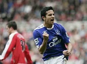 Images Dated 14th October 2006: The Riverside Stadium - Tim Cahill of Everton celebrates scoring the first goal