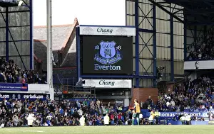Roaring Big Screen: Electric Atmosphere at Goodison Park, Everton Football Club