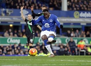 Images Dated 28th December 2015: Romelu Lukaku Scores First Goal: Everton's Thriller at Goodison Park vs Stoke City (BPL)
