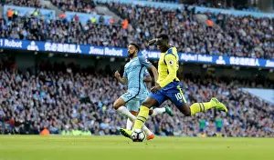Soccer Football Prints: Romelu Lukaku Scores First Goal: Manchester City vs