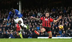 Soccer Football Prints: Romelu Lukaku Scores His Fourth Goal: Everton vs AFC Bournemouth at Goodison Park (Premier League)