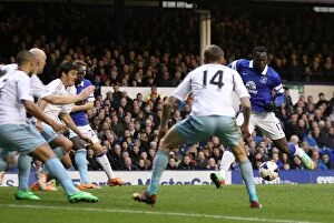 Images Dated 1st March 2014: Romelu Lukaku Scores the Opening Goal: Everton 1-0 West Ham United (BPL, Goodison Park, 01-03-2014)