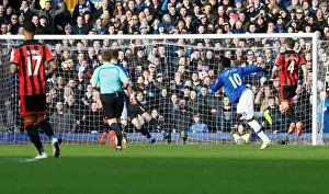 Soccer Football Prints: Romelu Lukaku Scores Opening Goal: Everton's Victory Kickstart at Goodison Park vs AFC Bournemouth