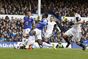 Everton 3 V Swansea City 2 : Goodison Park : 22-03-2014 Prints: Romelu Lukaku Scores His Second Goal: Everton's Victory Over Swansea City (22-03-2014)
