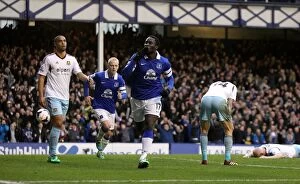 Images Dated 1st March 2014: Romelu Lukaku's Strike: Everton's Barclays Premier League Victory Over West Ham United (01-03-2014)