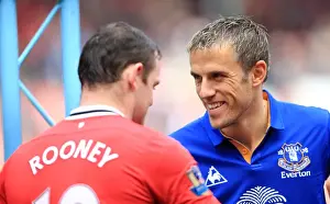 22 April 2012 V Manchester United, Old Trafford Prints: Rooney vs Neville: Clash of the Reds - Everton vs Manchester United