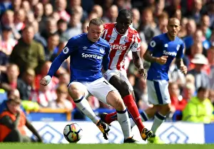Premier League Prints: Rooney vs Zouma: Everton vs Stoke City Clash at Goodison Park