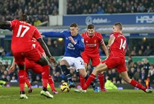 Images Dated 7th February 2015: Ross Barkley in Action: Everton vs Liverpool at Goodison Park - Premier League Showdown