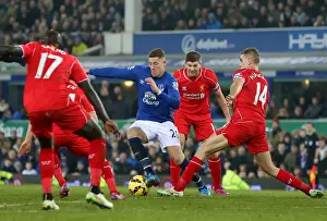 Ross Barkley in Action: Everton vs Liverpool at Goodison Park - Premier League Showdown