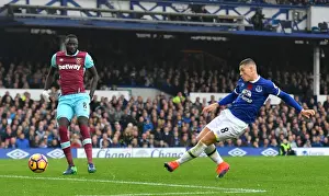 Soccer Football Prints: Ross Barkley Scores Everton's Second Goal: Everton vs West Ham United at Goodison Park
