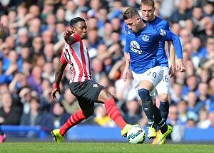 Everton v Southampton - Goodison Park Collection: Ross Barkley vs Eljero Elia: Clash of Midfield Talents - Everton vs Southampton